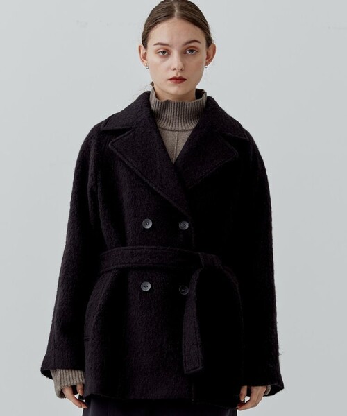 city（シティ）の「【CITY】カラーモヘアシャギーコート（チェスターコート・レディース・ブラック/ライトグリーン・1/2）」の6枚目の写真