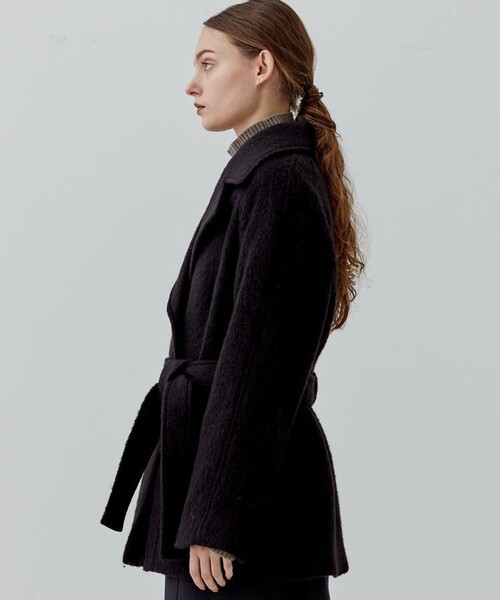 city（シティ）の「【CITY】カラーモヘアシャギーコート（チェスターコート・レディース・ブラック/ライトグリーン・1/2）」の7枚目の写真