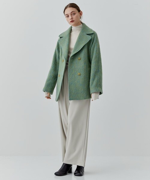 city（シティ）の「【CITY】カラーモヘアシャギーコート（チェスターコート・レディース・ブラック/ライトグリーン・1/2）」の15枚目の写真