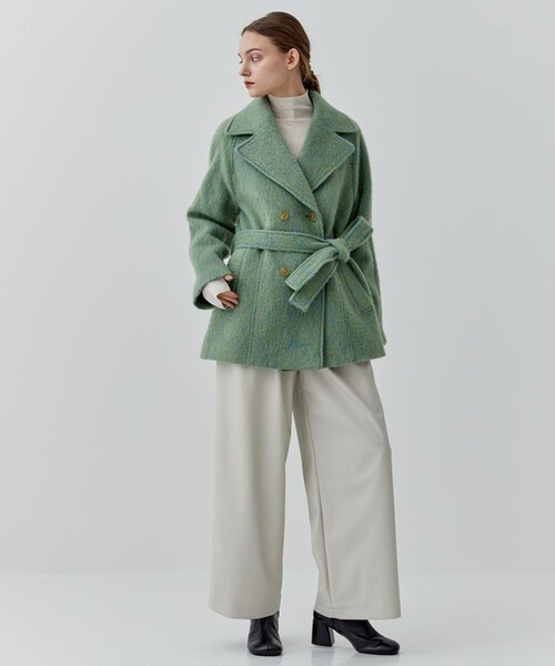 city（シティ）の「【CITY】カラーモヘアシャギーコート（チェスターコート・レディース・ブラック/ライトグリーン・1/2）」の16枚目の写真