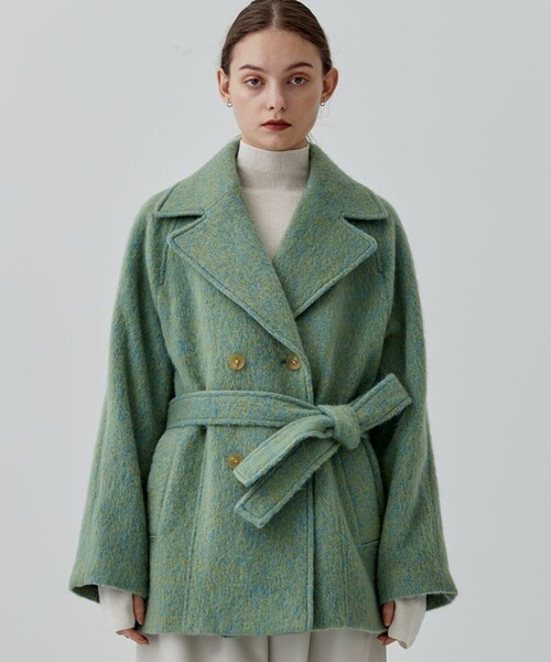 city（シティ）の「【CITY】カラーモヘアシャギーコート（チェスターコート・レディース・ブラック/ライトグリーン・1/2）」の18枚目の写真