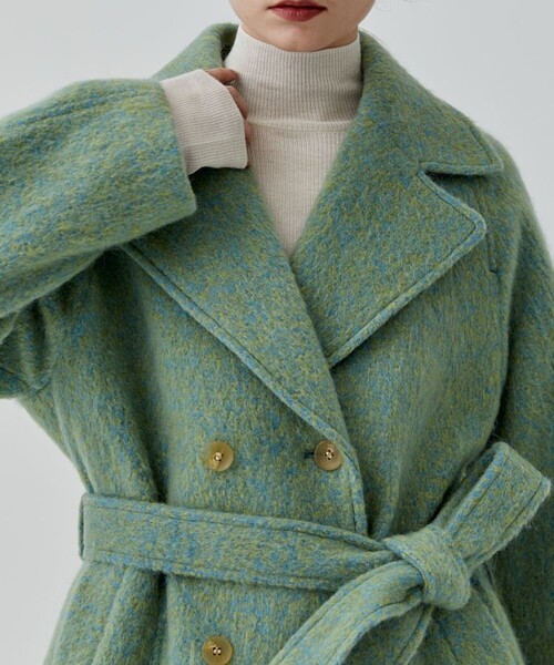 city（シティ）の「【CITY】カラーモヘアシャギーコート（チェスターコート・レディース・ブラック/ライトグリーン・1/2）」の21枚目の写真