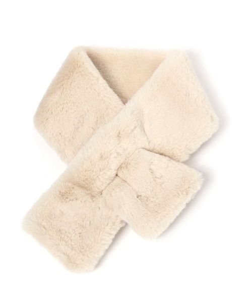 GLOBAL WORK（グローバルワーク）の「洗えるフェイクファーティペット/299658（ネックウォーマー/スヌード・キッズ・オフホワイト/チャコールグレー・FREE）」の2枚目の写真