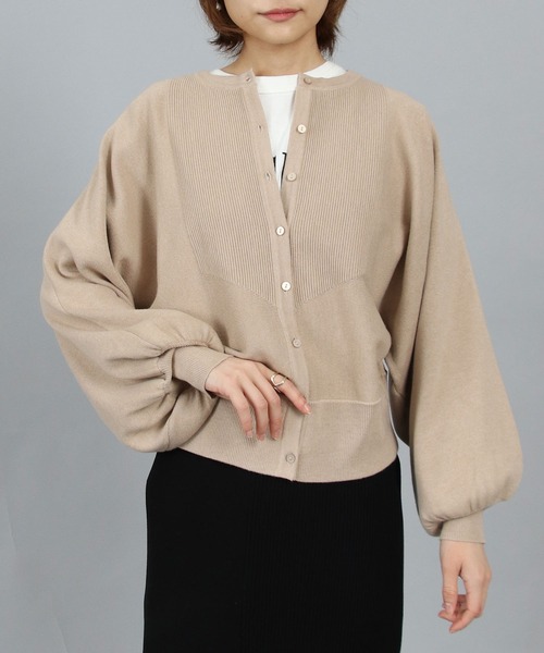 TITE IN THE STORE（ティテ　インザ　ストア）の「リブヨークドルマンスリーブニットカーディガン（カーディガン/ボレロ・レディース・ベージュ/ブラック/オレンジ/ブルー・38）」の3枚目の写真