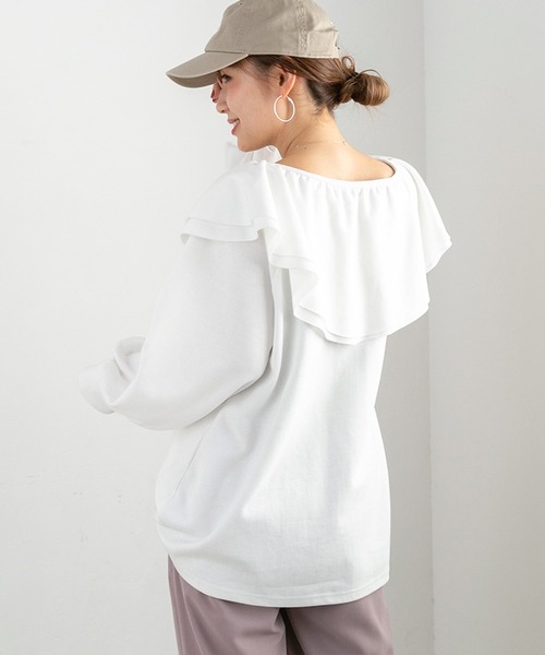 ルルウィルビー✨タフタクチュールT日本製フリルTシャツ綿コットンM