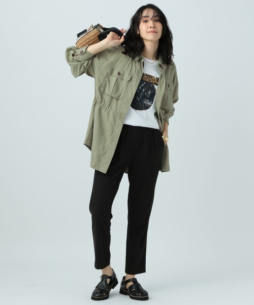 BAYFLOW（ベイフロー）の「リネンサファリラシャツジャケット（ミリタリージャケット・レディース・ネイビー/カーキ/アイボリー・SMALL/MEDIUM）」の9枚目の写真