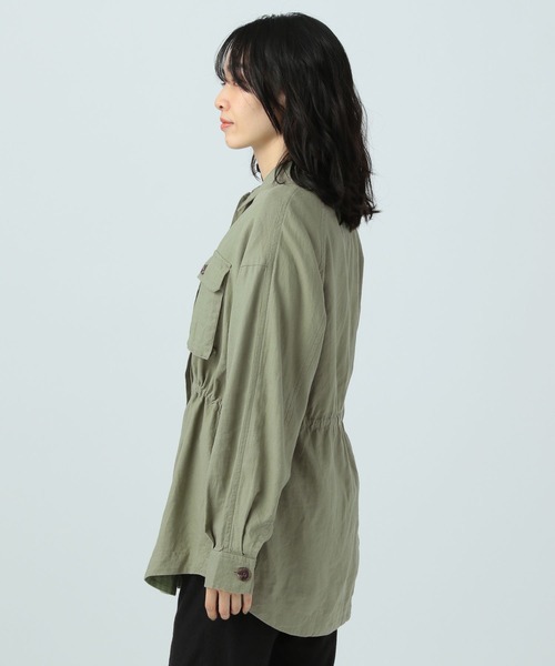 BAYFLOW（ベイフロー）の「リネンサファリラシャツジャケット（ミリタリージャケット・レディース・ネイビー/カーキ/アイボリー・SMALL/MEDIUM）」の15枚目の写真