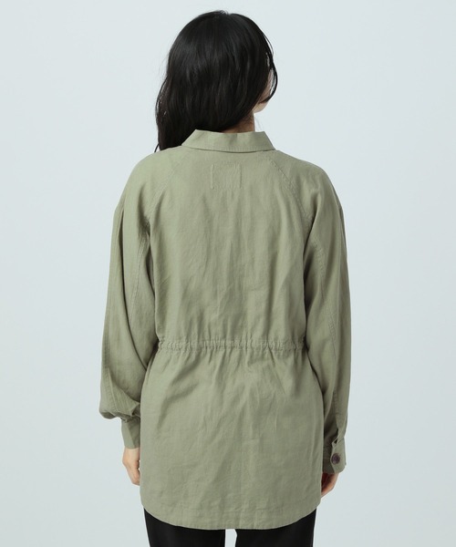 BAYFLOW（ベイフロー）の「リネンサファリラシャツジャケット（ミリタリージャケット・レディース・ネイビー/カーキ/アイボリー・SMALL/MEDIUM）」の16枚目の写真