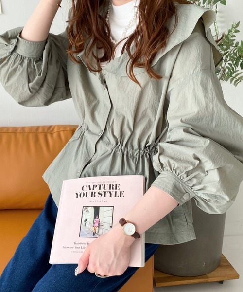 moment+（モーメントプラス）の「シアーナイロンワッシャーフリルマウンテンパーカー（マウンテンパーカー・レディース・ブラック/カーキ/オフホワイト・M）」の3枚目の写真