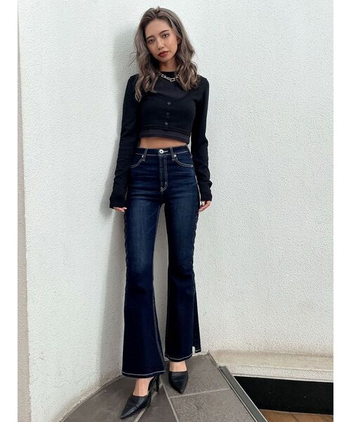 GYDA（ジェイダ）の「ドッキングレイヤードカットトップス（Tシャツ/カットソー・レディース・ブラック/グレー・FREE）」の12枚目の写真