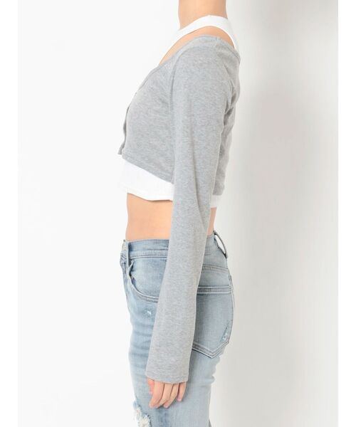 GYDA（ジェイダ）の「ドッキングレイヤードカットトップス（Tシャツ/カットソー・レディース・ブラック/グレー・FREE）」の18枚目の写真