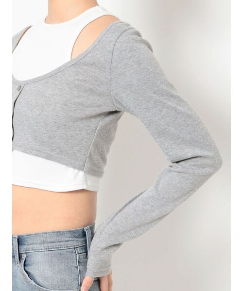 GYDA（ジェイダ）の「ドッキングレイヤードカットトップス（Tシャツ/カットソー・レディース・ブラック/グレー・FREE）」の21枚目の写真