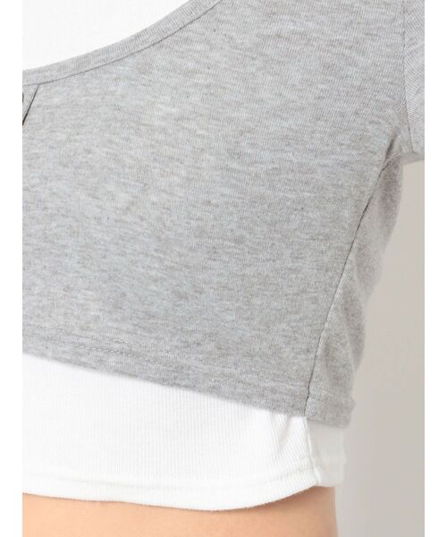 GYDA（ジェイダ）の「ドッキングレイヤードカットトップス（Tシャツ/カットソー・レディース・ブラック/グレー・FREE）」の22枚目の写真