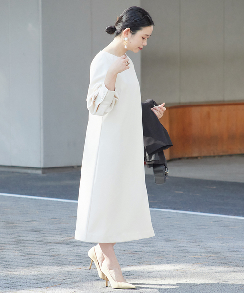 B.C STOCK（ベーセーストック）の「ダブルクロスボリュームスリーブワンピース（ワンピース・レディース・ブラック/ベージュ・FREE）」の10枚目の写真