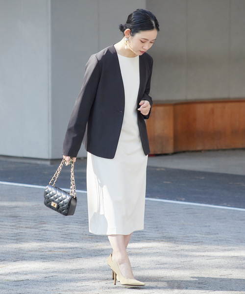 B.C STOCK（ベーセーストック）の「ダブルクロスボリュームスリーブワンピース（ワンピース・レディース・ブラック/ベージュ・FREE）」の14枚目の写真