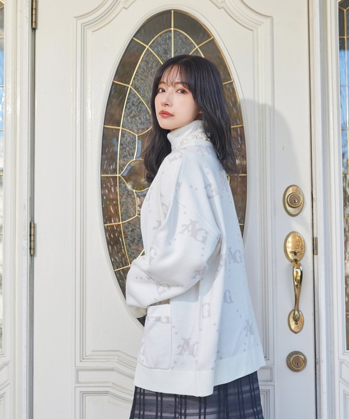 ANDGEEBEE（アンジービー）の「UNISEX ロゴジャガードカーデ（カーディガン/ボレロ・レディース・アイボリー/ブラウン・X-LARGE）」の11枚目の写真