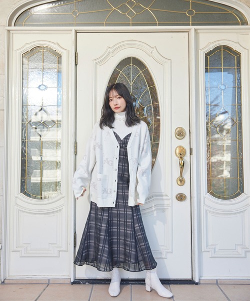 ANDGEEBEE（アンジービー）の「UNISEX ロゴジャガードカーデ（カーディガン/ボレロ・レディース・アイボリー/ブラウン・X-LARGE）」の6枚目の写真