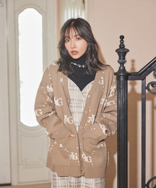 ANDGEEBEE（アンジービー）の「UNISEX ロゴジャガードカーデ（カーディガン/ボレロ・レディース・アイボリー/ブラウン・X-LARGE）」の12枚目の写真