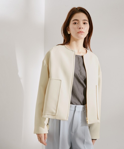ROPE'(ロペ)の「ショートジップライトブルゾン(ブルゾン・レディース・イエロー/ベージュ/ホワイト・36/38)」の20枚目の写真