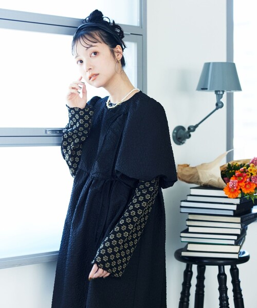 FREAK'S STORE（フリークスストア）の「フクレジャガードパフスリーブリボンミニワンピース（ワンピース・レディース・ブラック/オフホワイト/ベージュ・ﾌﾘ-）」の18枚目の写真