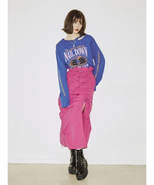 jouetie（ジュエティ）の「ドロストアシメロングスカート（スカート・レディース・アイボリー/ピンク/ブラック・MEDIUM）」の17枚目の写真