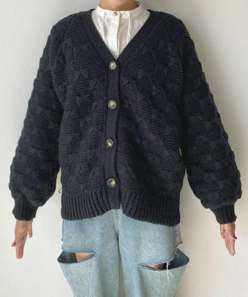 DONOBAN(ドノバン)の「りぼん編みニットカーディガン(カーディガン/ボレロ・レディース・ブラック/ラベンダー/アイボリー・F)」の18枚目の写真