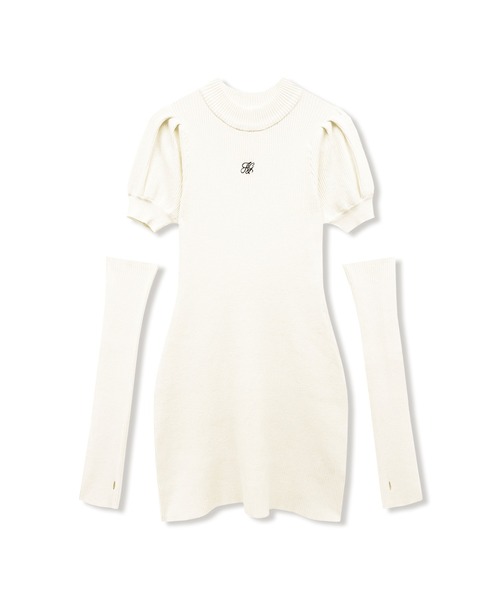 ANDGEEBEE（アンジービー）の「アームカバーミニニットワンピ（ワンピース・レディース・ブラック/アイボリー・MEDIUM）」の9枚目の写真