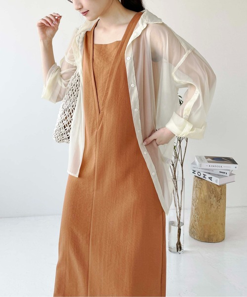 StyleSea（スタイルシー）の「Vネックデザインワンピース（ワンピース・レディース・アイボリー/ライトベージュ/オレンジ/ブラック・MEDIUM）」の20枚目の写真