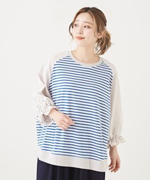 CUBE SUGAR（キューブシュガー）の「WEB限定カットソー×刺繍袖レースプルオーバー（Tシャツ/カットソー）」