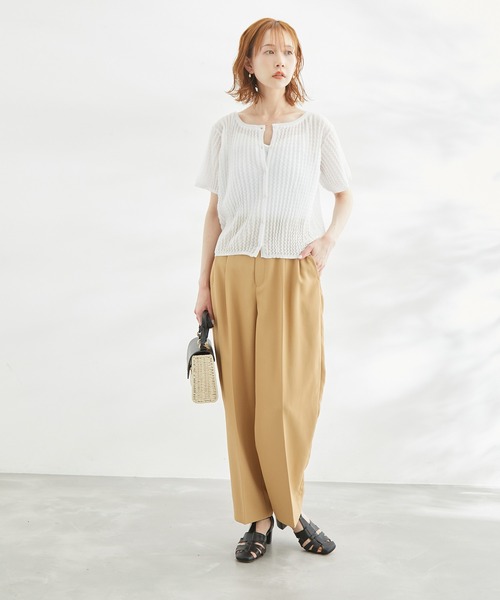 ROPE' PICNIC（ロペピクニック）の「2WAY/ポコポコ編みシアープリーツカーディガン（カーディガン/ボレロ・レディース・ホワイト/ブラック/ターコイズブルー/イエロー系その他・38）」の9枚目の写真