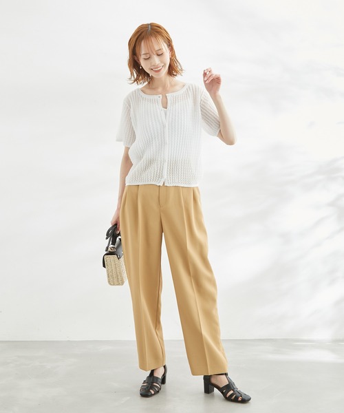 ROPE' PICNIC（ロペピクニック）の「2WAY/ポコポコ編みシアープリーツカーディガン（カーディガン/ボレロ・レディース・ホワイト/ブラック/ターコイズブルー/イエロー系その他・38）」の10枚目の写真