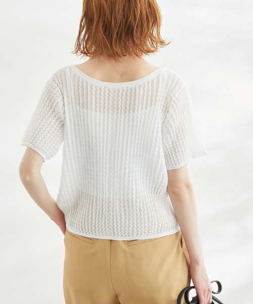 ROPE' PICNIC（ロペピクニック）の「2WAY/ポコポコ編みシアープリーツカーディガン（カーディガン/ボレロ・レディース・ホワイト/ブラック/ターコイズブルー/イエロー系その他・38）」の13枚目の写真