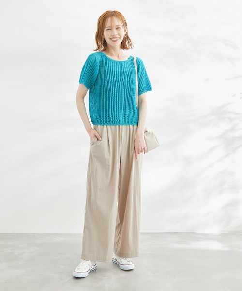 ROPE' PICNIC（ロペピクニック）の「2WAY/ポコポコ編みシアープリーツカーディガン（カーディガン/ボレロ・レディース・ホワイト/ブラック/ターコイズブルー/イエロー系その他・38）」の14枚目の写真