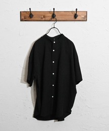 ポリストレッチ ルーズフィットバンドカラーシャツSS