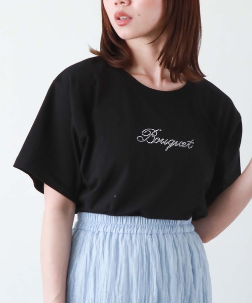 archives(アルシーヴ)の「刺繍ストーンアソートBIGTシャツ(Tシャツ/カットソー・レディース・チャコールグレー/ホワイト/ブラック/オフホワイト・MEDIUM)」の3枚目の写真