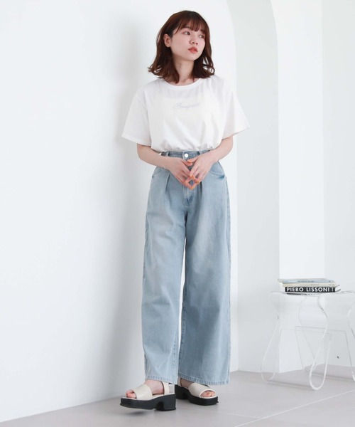 archives(アルシーヴ)の「刺繍ストーンアソートBIGTシャツ(Tシャツ/カットソー・レディース・チャコールグレー/ホワイト/ブラック/オフホワイト・MEDIUM)」の7枚目の写真
