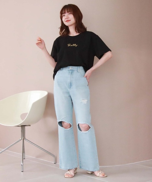 archives(アルシーヴ)の「刺繍ストーンアソートBIGTシャツ(Tシャツ/カットソー・レディース・チャコールグレー/ホワイト/ブラック/オフホワイト・MEDIUM)」の22枚目の写真