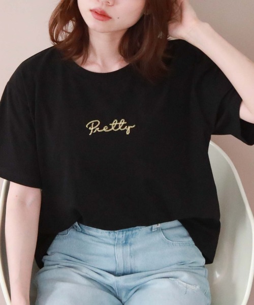 archives(アルシーヴ)の「刺繍ストーンアソートBIGTシャツ(Tシャツ/カットソー・レディース・チャコールグレー/ホワイト/ブラック/オフホワイト・MEDIUM)」の13枚目の写真