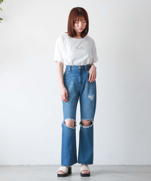 archives(アルシーヴ)の「刺繍ストーンアソートBIGTシャツ(Tシャツ/カットソー・レディース・チャコールグレー/ホワイト/ブラック/オフホワイト・MEDIUM)」の21枚目の写真