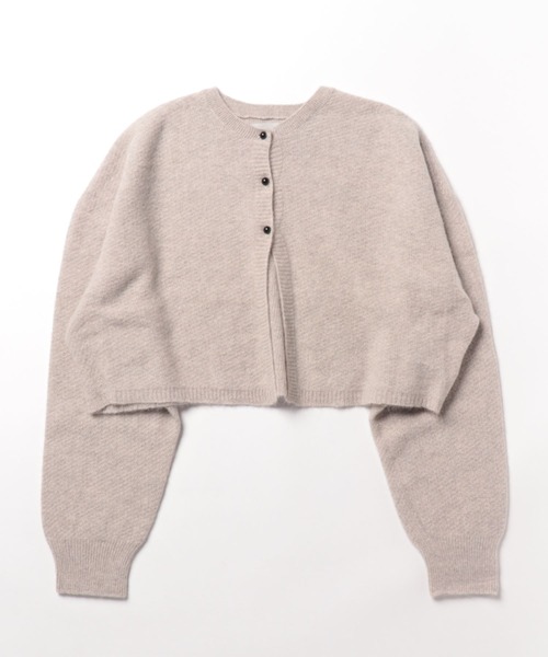 audrey and john wad（オードリーアンドジョンワッド）の「FOX混ホールガーメントニットカーディガン（カーディガン/ボレロ・レディース・グレイッシュベージュ/ブラック/グレー・FREE）」の5枚目の写真