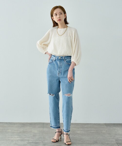 CODE A(コードエー)の「【NEEDBY heritage】 LISA highrise tapered denim(デニムパンツ・レディース・ライトブルー・23/24/25/26)」の9枚目の写真