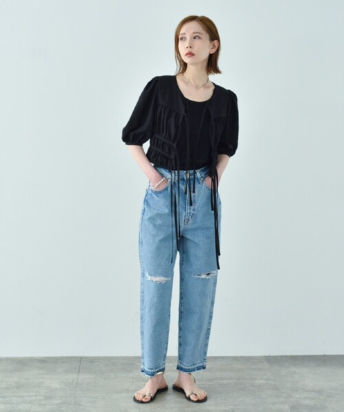 CODE A(コードエー)の「【NEEDBY heritage】 LISA highrise tapered denim(デニムパンツ・レディース・ライトブルー・23/24/25/26)」の11枚目の写真