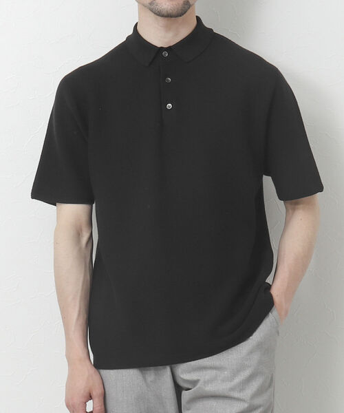 NOLLEY'S goodman（ノーリーズグッドマン）の「《ビジカジ対応》ホールガーメント 半袖ニットポロシャツ（ポロシャツ・メンズ・オレンジ/グレイッシュベージュ/ブラック/ダークネイビー・M/L）」の2枚目の写真