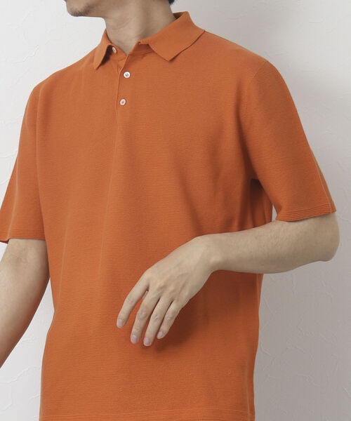 NOLLEY'S goodman（ノーリーズグッドマン）の「《ビジカジ対応》ホールガーメント 半袖ニットポロシャツ（ポロシャツ・メンズ・オレンジ/グレイッシュベージュ/ブラック/ダークネイビー・M/L）」の5枚目の写真