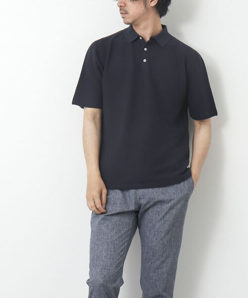 NOLLEY'S goodman（ノーリーズグッドマン）の「《ビジカジ対応》ホールガーメント 半袖ニットポロシャツ（ポロシャツ・メンズ・オレンジ/グレイッシュベージュ/ブラック/ダークネイビー・M/L）」の11枚目の写真