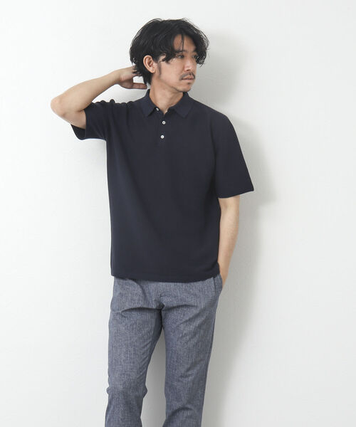 NOLLEY'S goodman（ノーリーズグッドマン）の「《ビジカジ対応》ホールガーメント 半袖ニットポロシャツ（ポロシャツ・メンズ・オレンジ/グレイッシュベージュ/ブラック/ダークネイビー・M/L）」の12枚目の写真