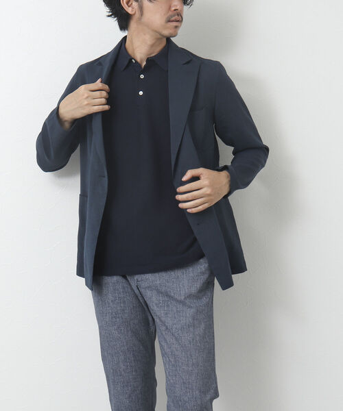 NOLLEY'S goodman（ノーリーズグッドマン）の「《ビジカジ対応》ホールガーメント 半袖ニットポロシャツ（ポロシャツ・メンズ・オレンジ/グレイッシュベージュ/ブラック/ダークネイビー・M/L）」の15枚目の写真