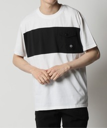 パネル切替デザイン ポケット付き半袖Tシャツ