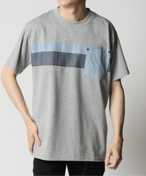 ARCADE（アーケード）の「パネル切替デザイン ポケット付き半袖Tシャツ（Tシャツ/カットソー・メンズ・ブラック/ライトグレー系1/ベージュ系1/ホワイト系1/ブラック系1/ホワイト/グレー・L/LL/M）」の5枚目の写真