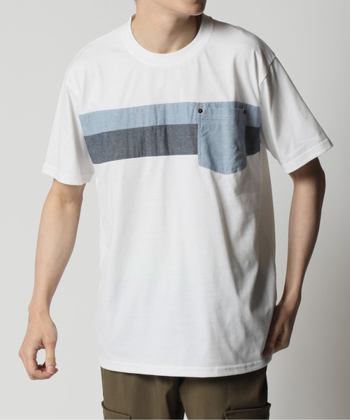 ARCADE（アーケード）の「パネル切替デザイン ポケット付き半袖Tシャツ（Tシャツ/カットソー・メンズ・ブラック/ライトグレー系1/ベージュ系1/ホワイト系1/ブラック系1/ホワイト/グレー・L/LL/M）」の2枚目の写真